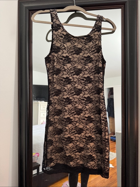 Love Culture Dresses & Skirts - Love Culture Black Lace Overlay Dress with Nude Lining